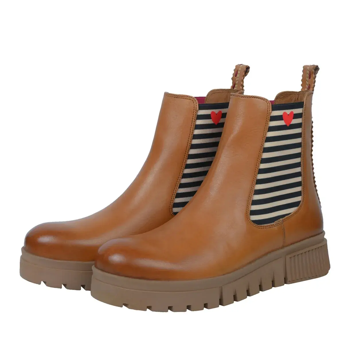 Leder-Chelsea-Boots mit Streifendetail