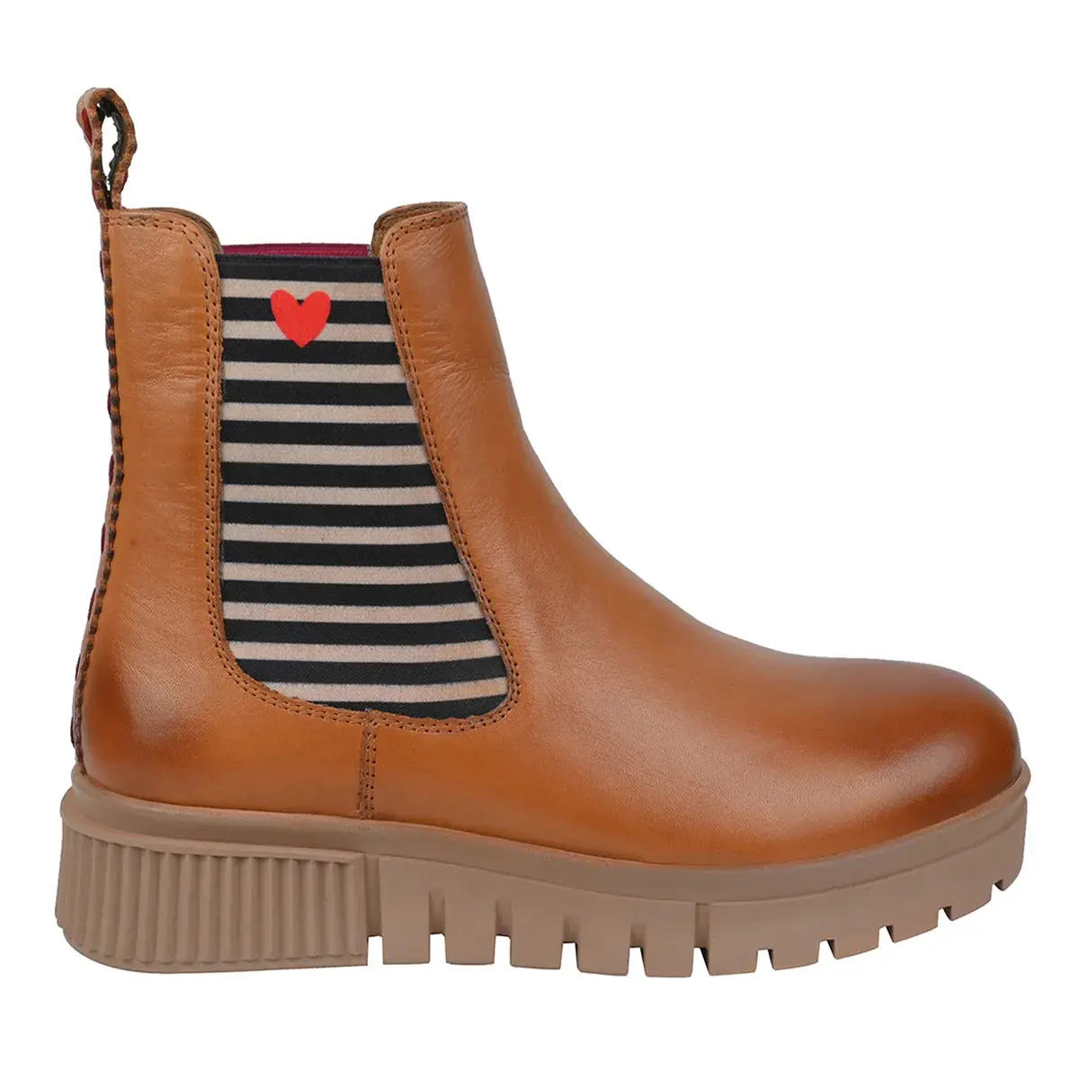 Leder-Chelsea-Boots mit Streifendetail