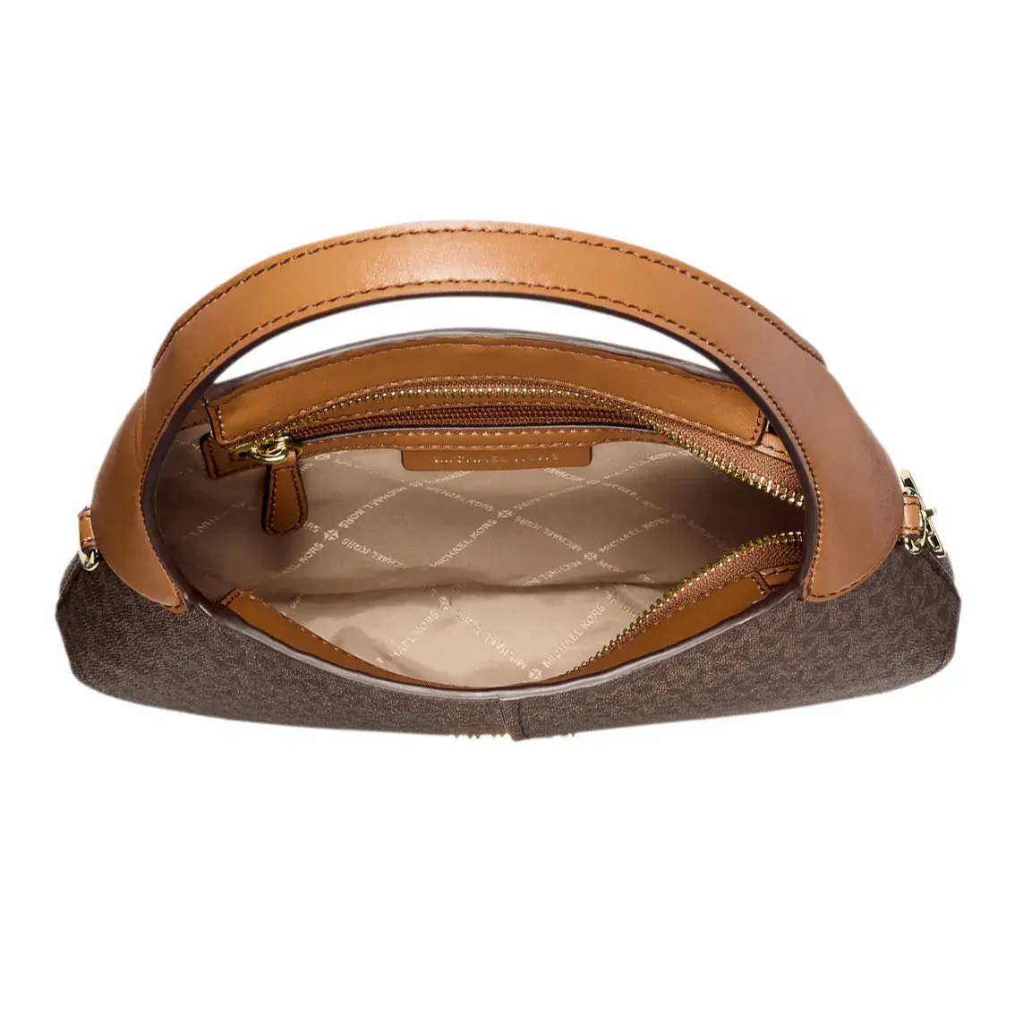 Hobo-Tasche mit Muster und Lederbesatz