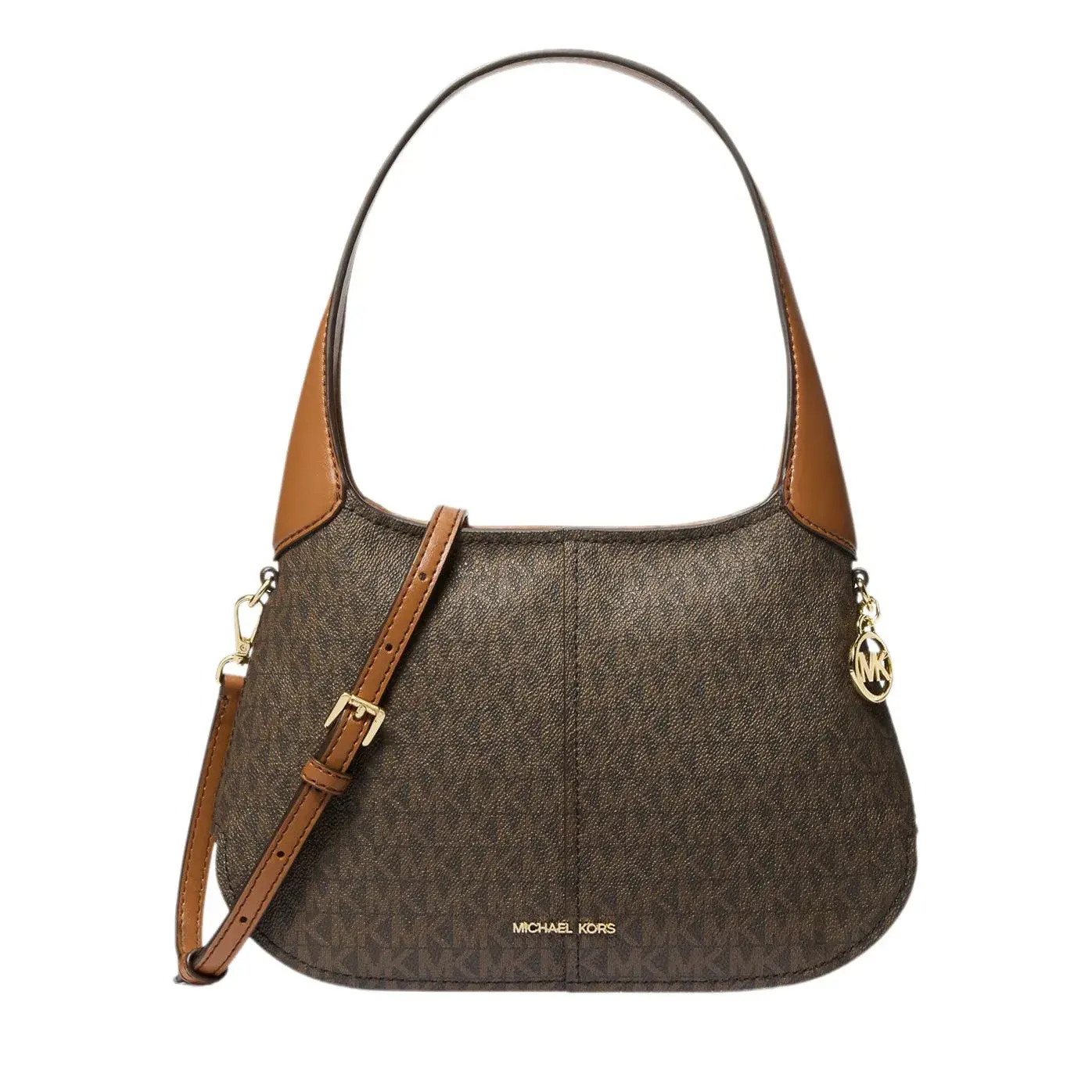 Hobo-Tasche mit Muster und Lederbesatz