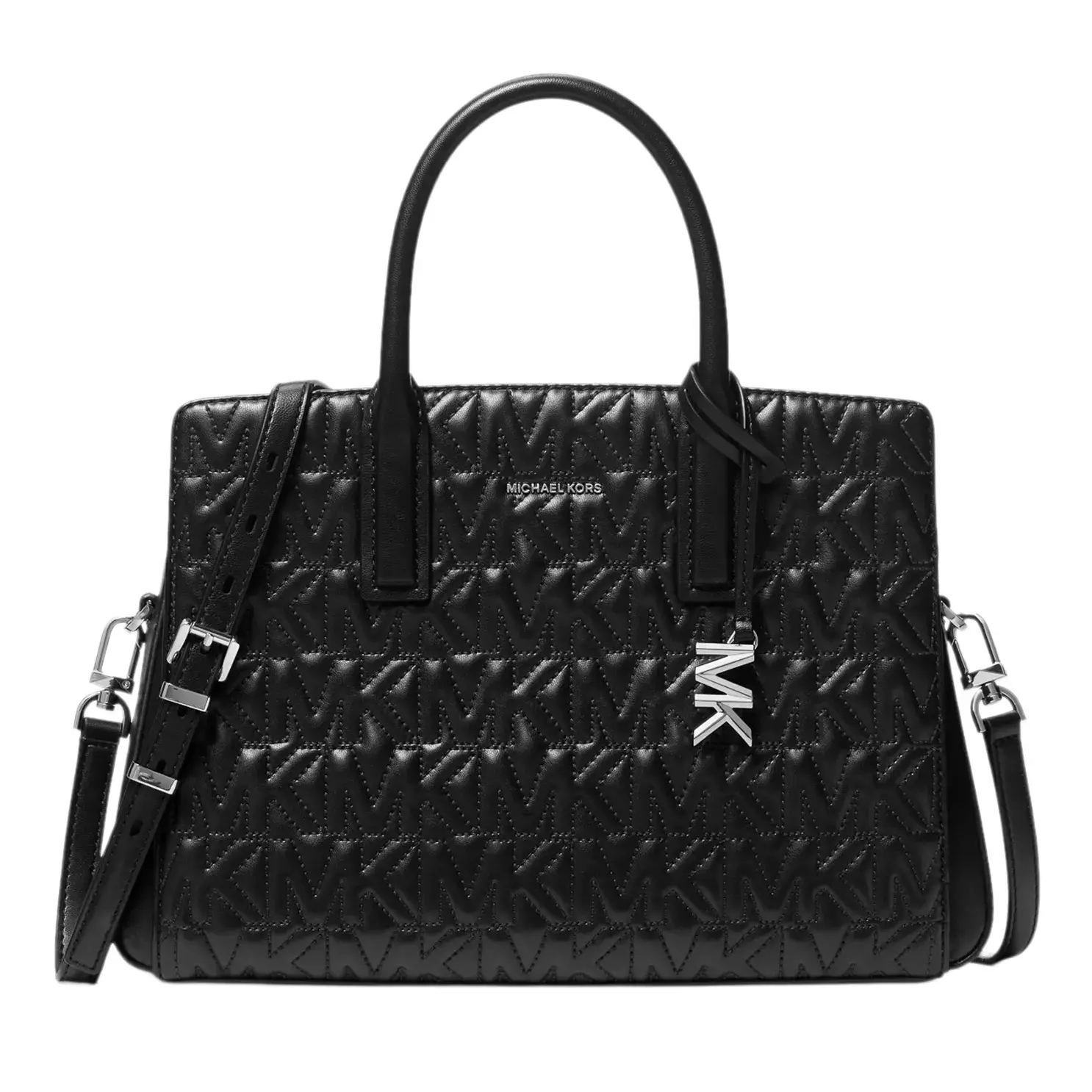 Gesteppte Leder Satchel mit Umhängegurt