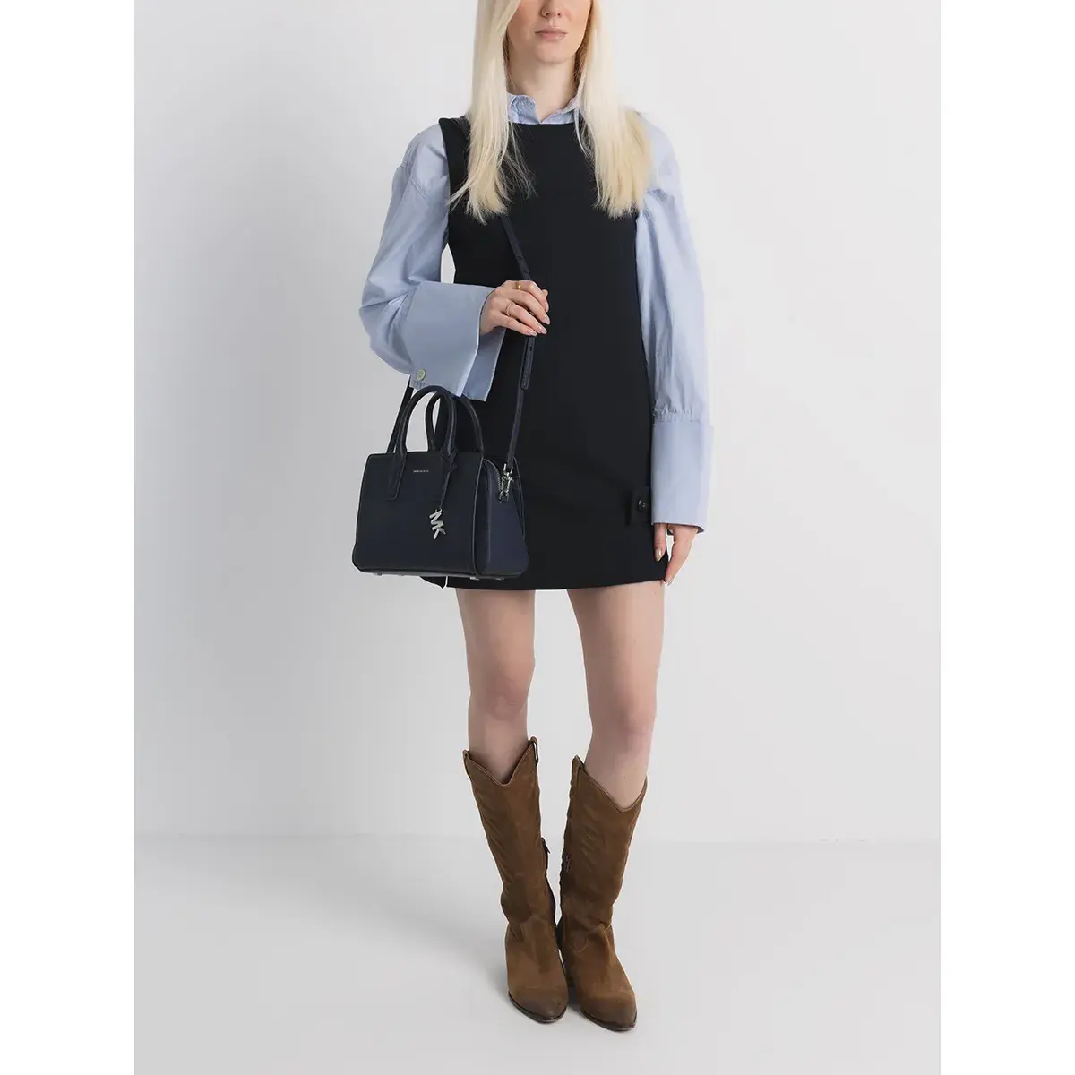 Strukturierte Leder Handtasche mit Griff