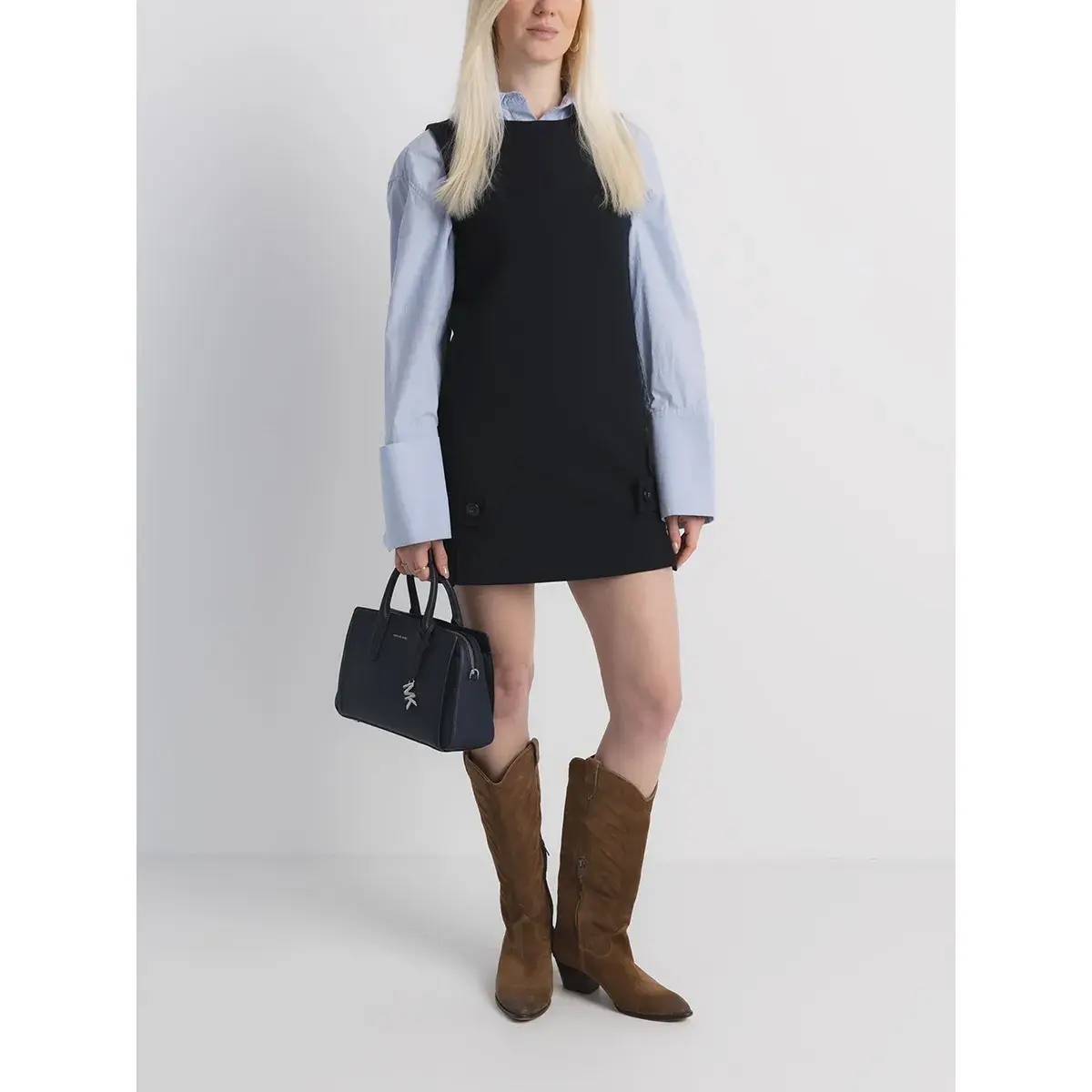 Strukturierte Leder Handtasche mit Griff