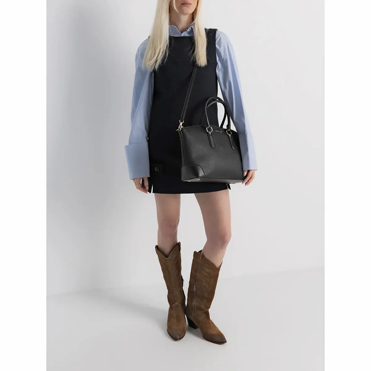 Strukturierte Dome Satchel Handtasche