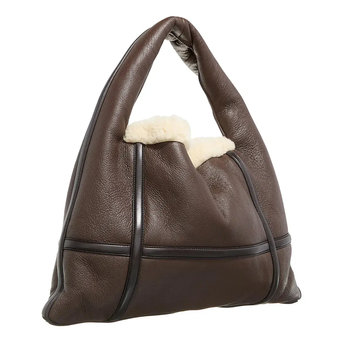 Leder Hobo Tasche mit Shearling-Besatz
