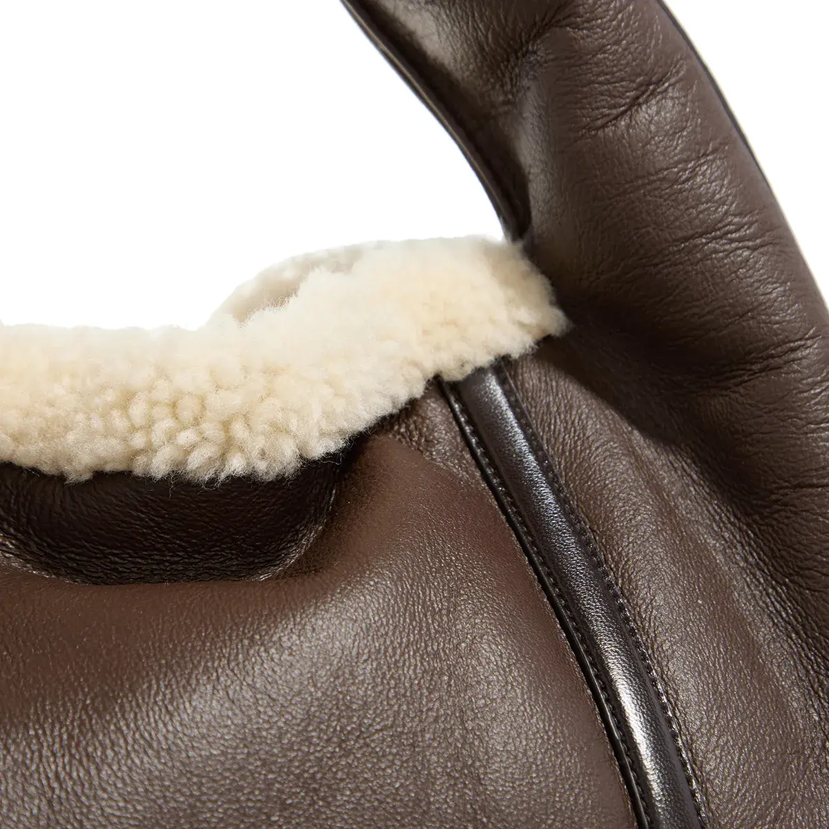 Leder Hobo Tasche mit Shearling-Besatz