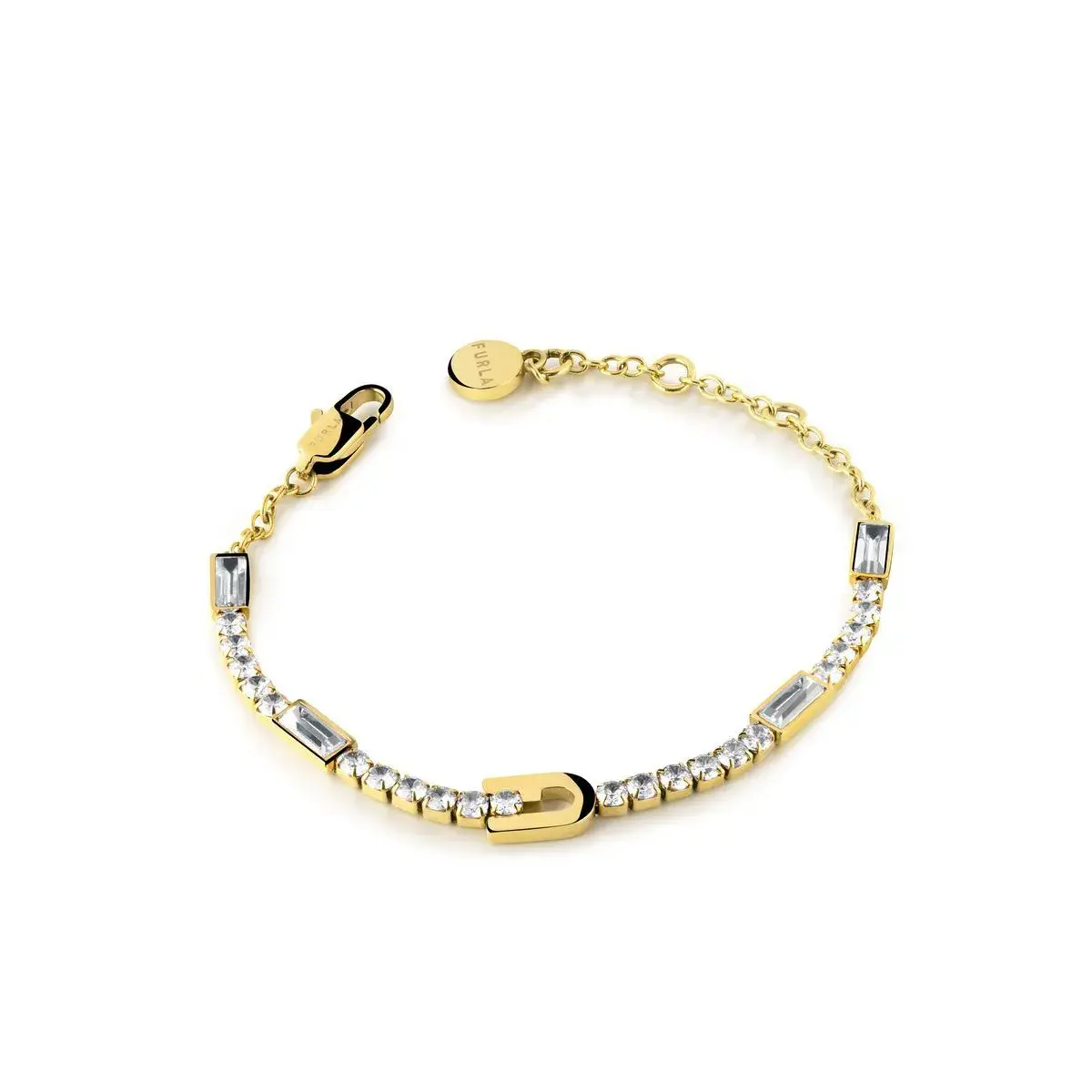 Funkelndes Kristallarmband mit Logo-Charm
