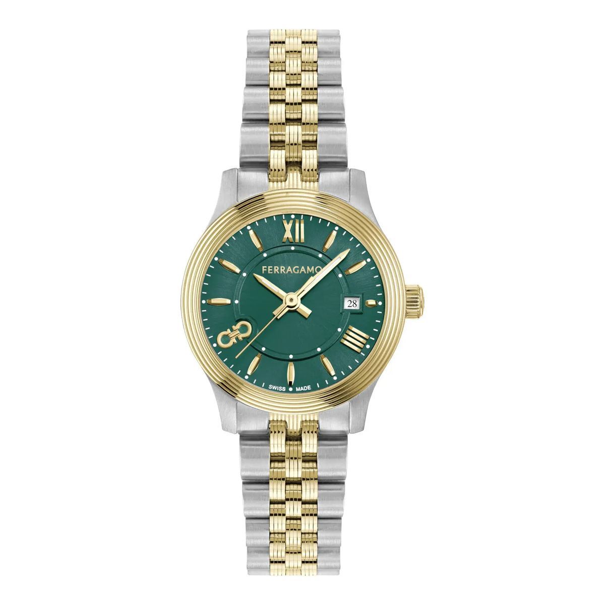Zweifarbige Edelstahl Analog Uhr