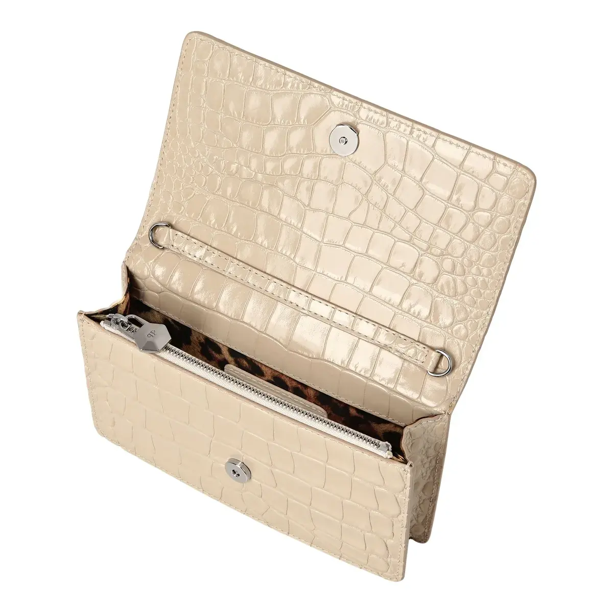 Croco-geprägte Crossbody-Tasche mit Kette