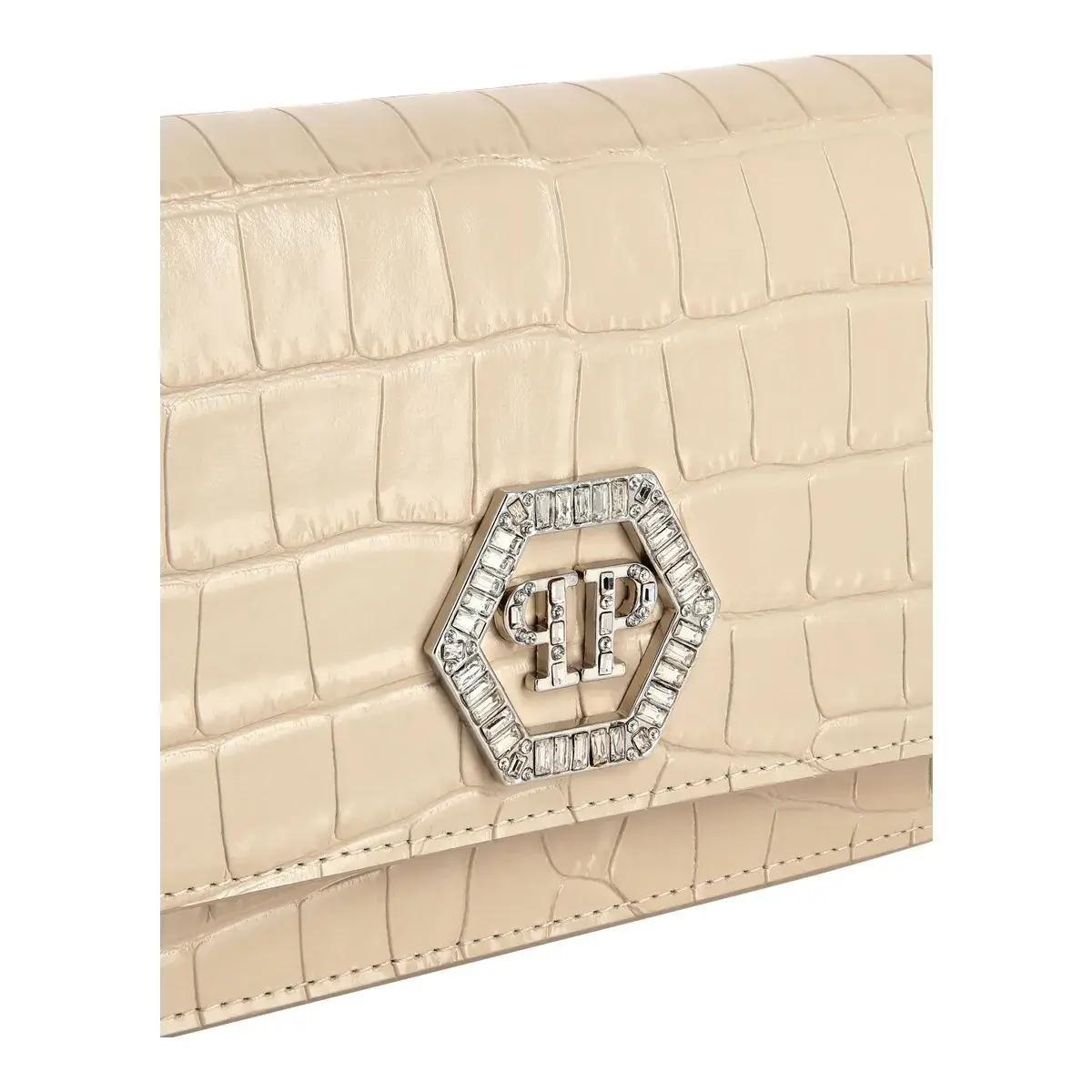 Croco-geprägte Crossbody-Tasche mit Kette