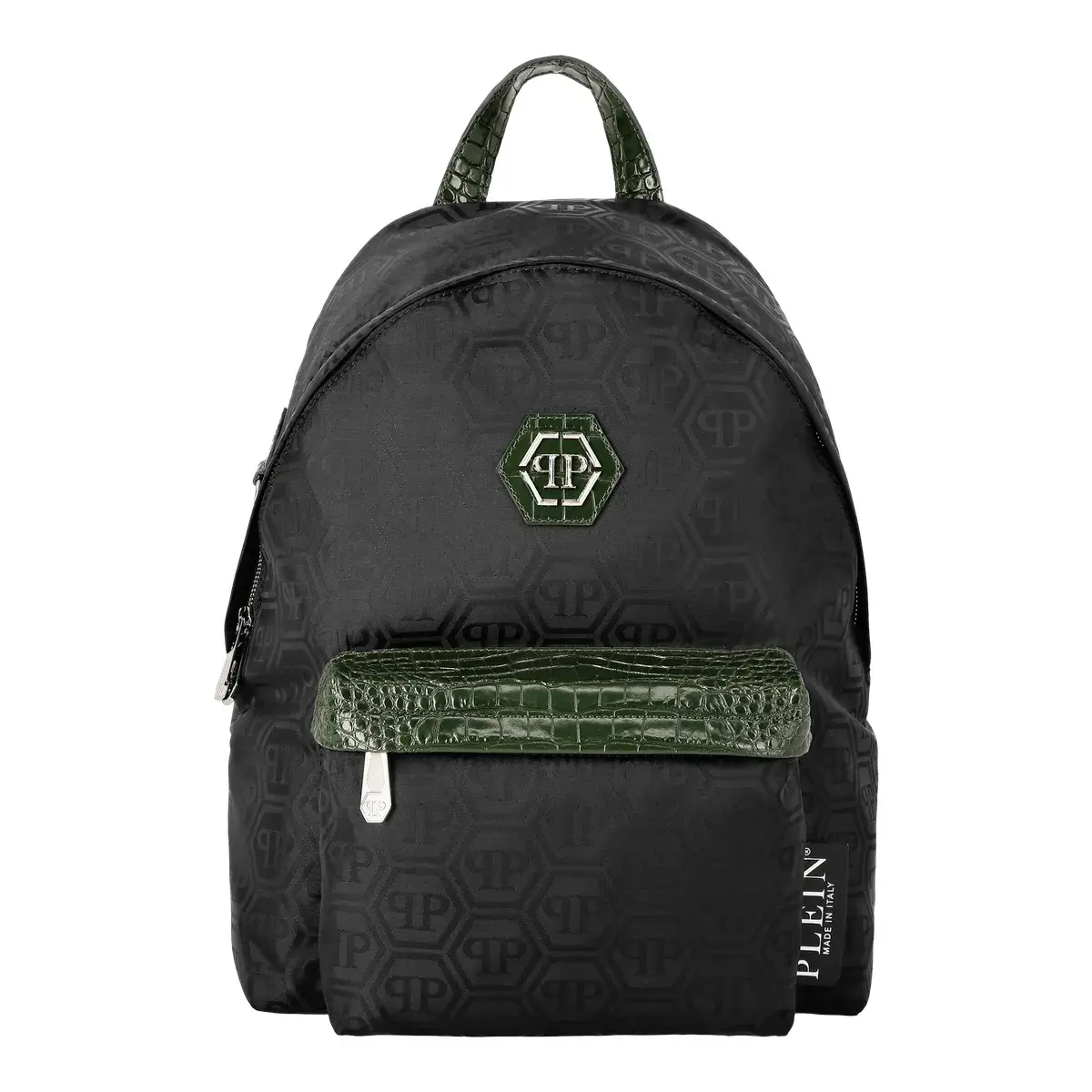 Rucksack mit Monogramm-Print und Krokodildetails