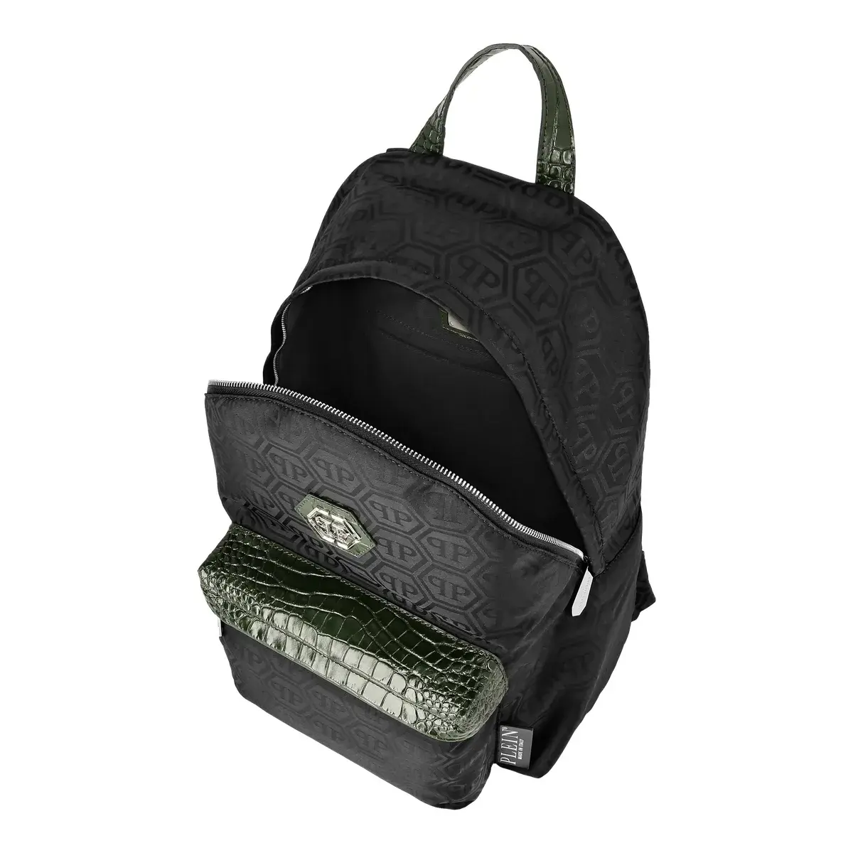 Rucksack mit Monogramm-Print und Krokodildetails