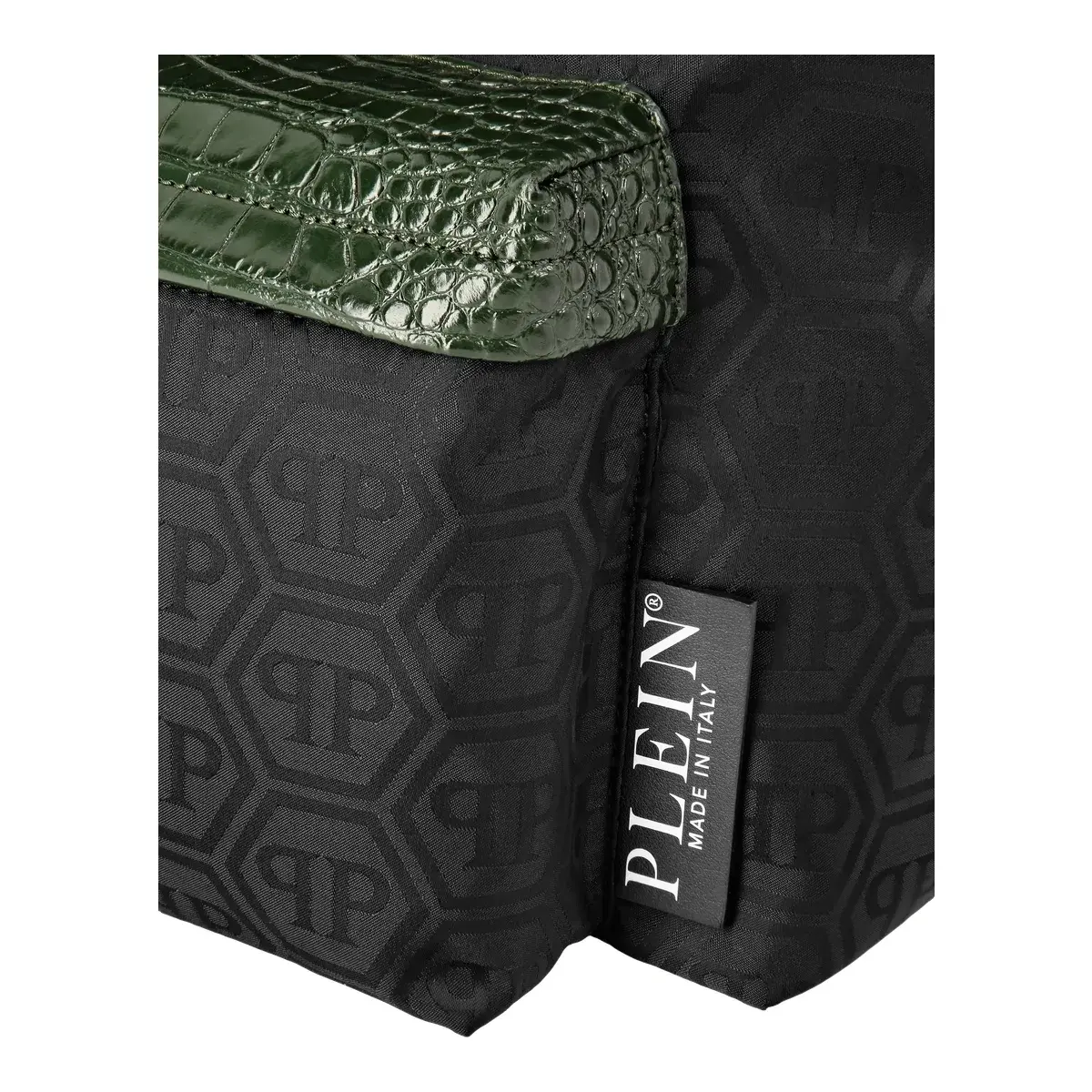 Rucksack mit Monogramm-Print und Krokodildetails
