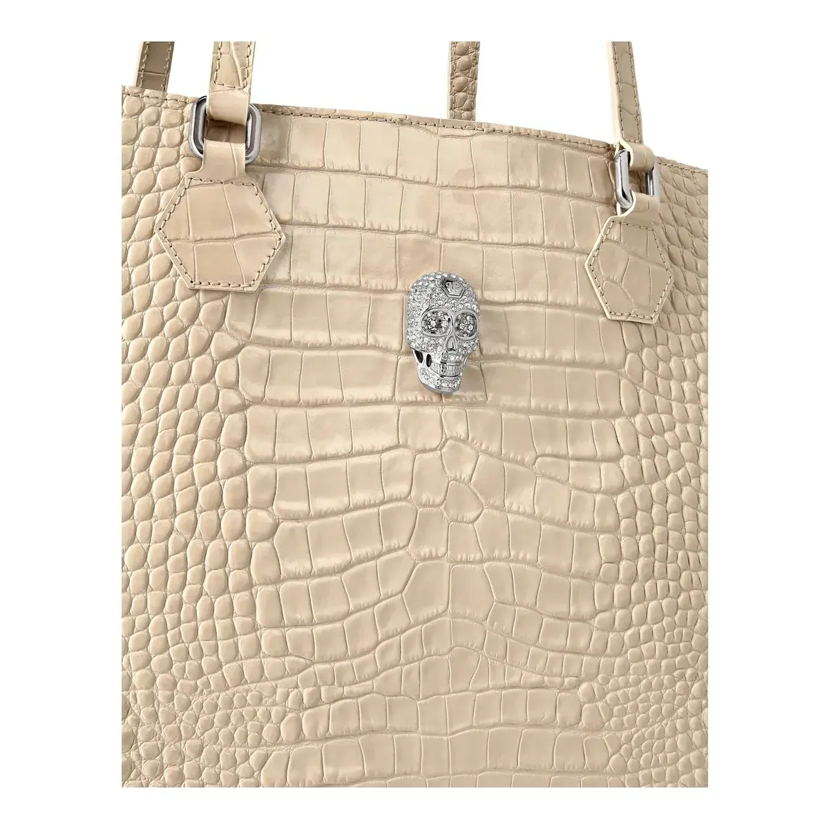 Verzierte Schädel-Kroko-Präge-Tasche