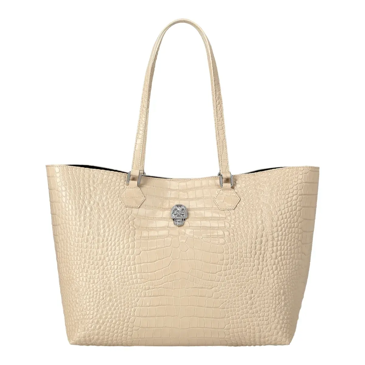 Verzierte Schädel-Kroko-Präge-Tasche