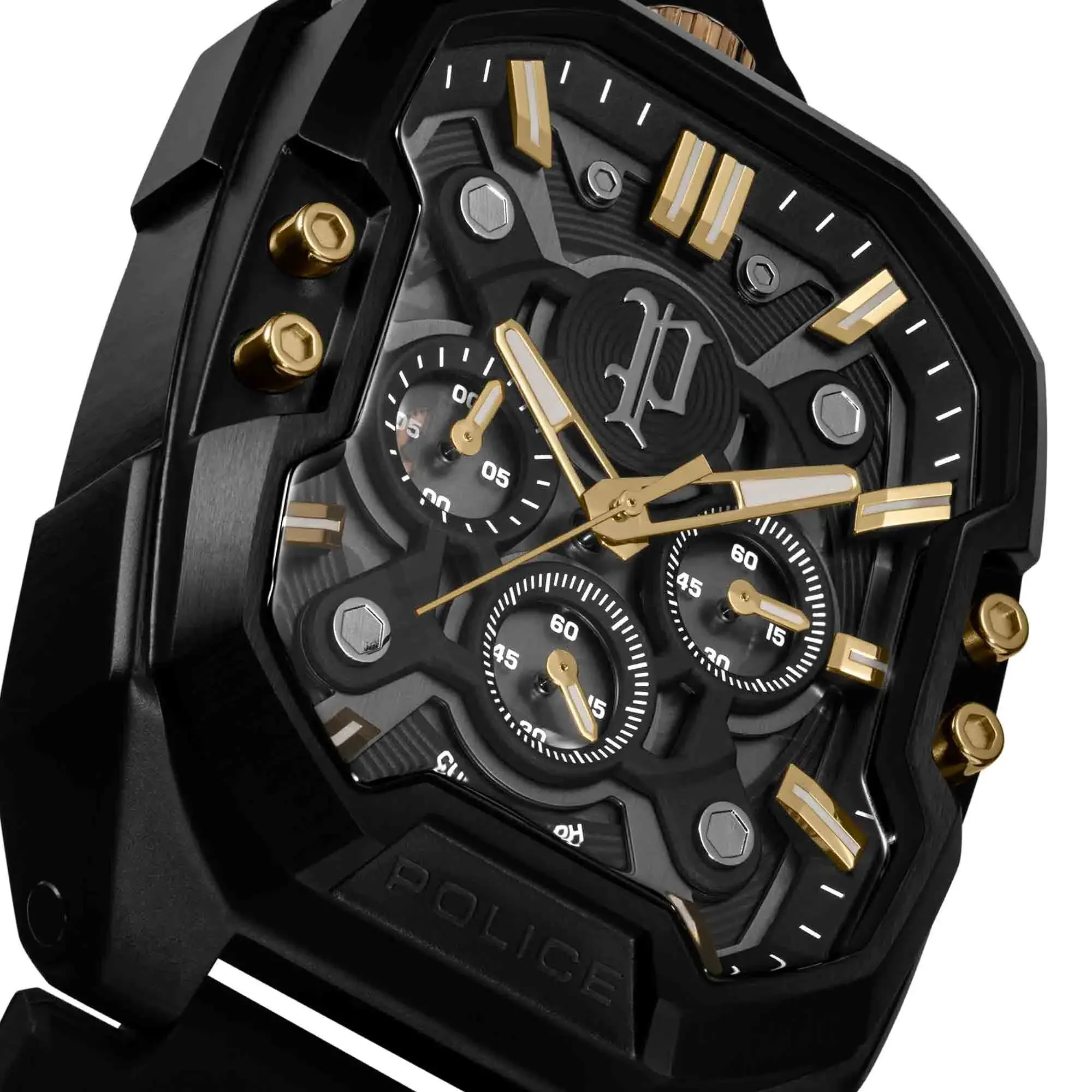 Moderne schwarze Chronographenuhr