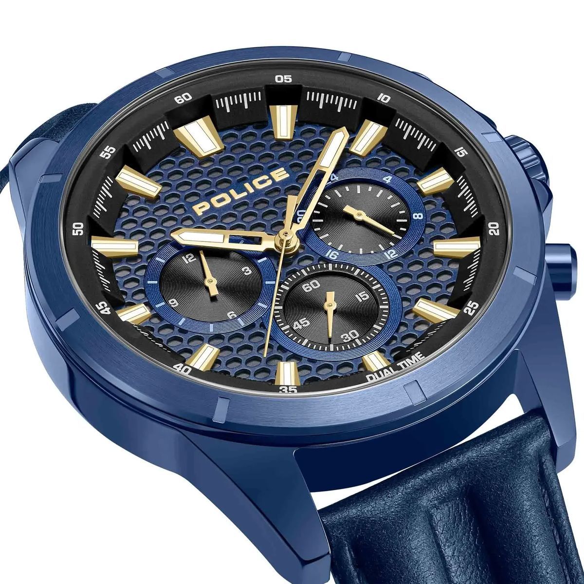 Moderne Blaue Dual-Time-Uhr