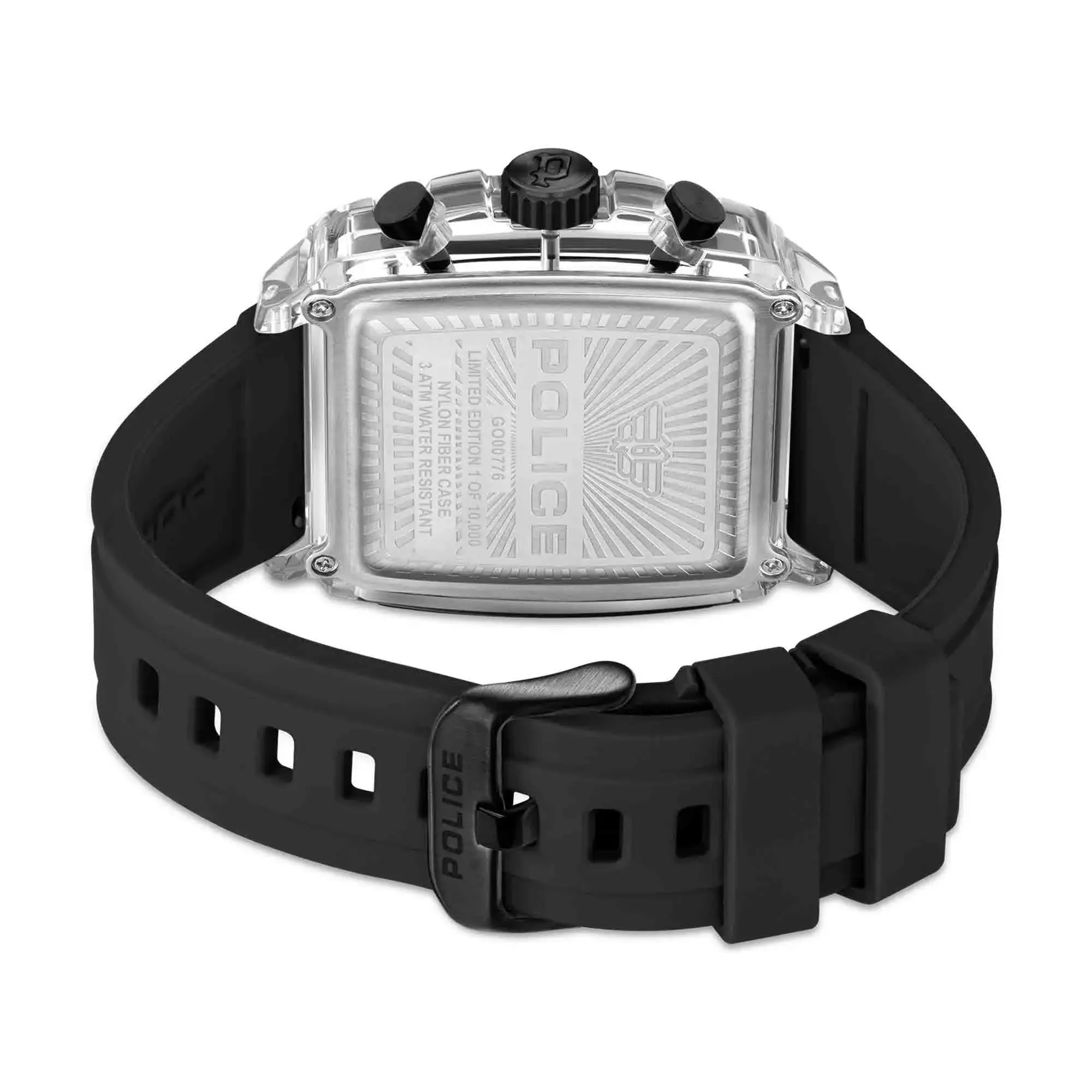 Multifunktionsuhr mit quadratischem Gehäuse und Wechselarmbändern