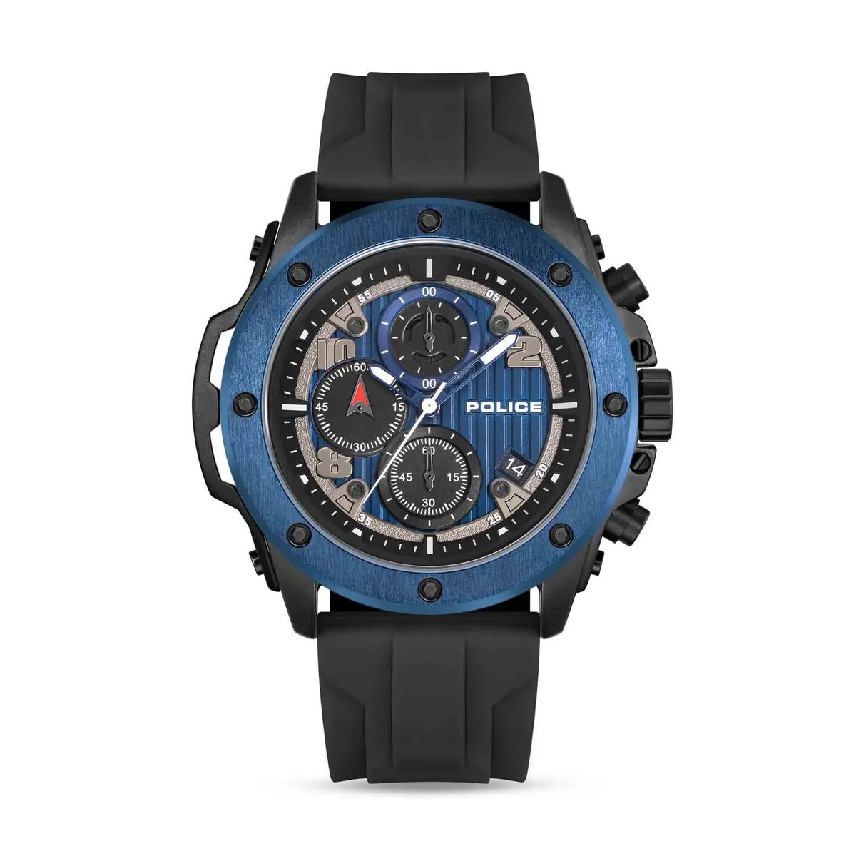Blaue und schwarze Multifunktionsuhr