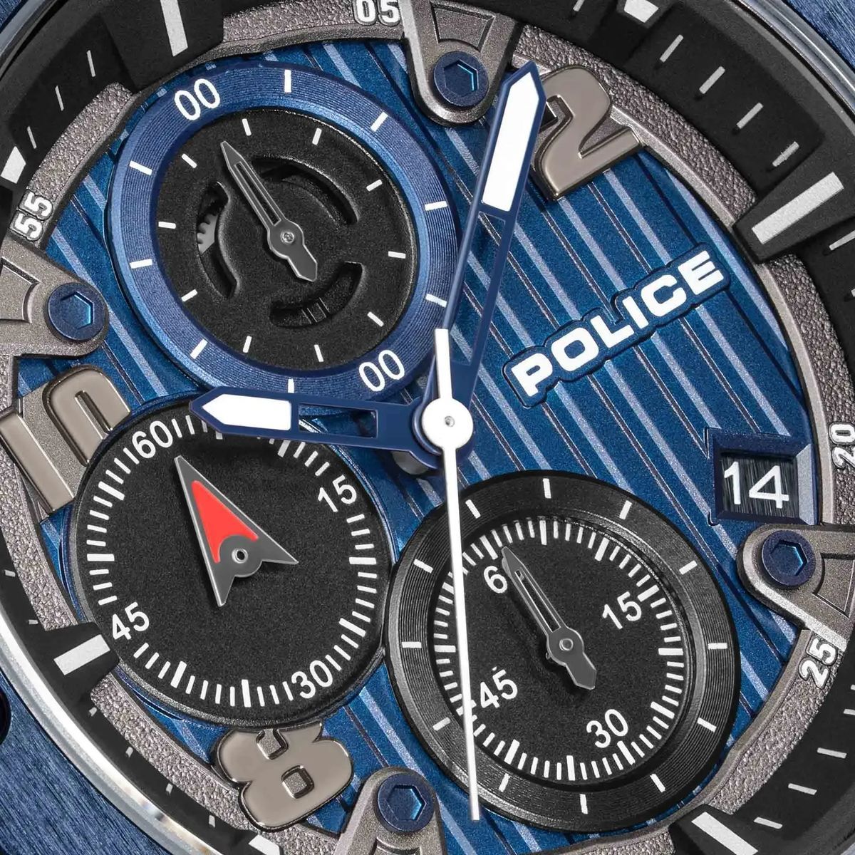 Blaue und schwarze Multifunktionsuhr