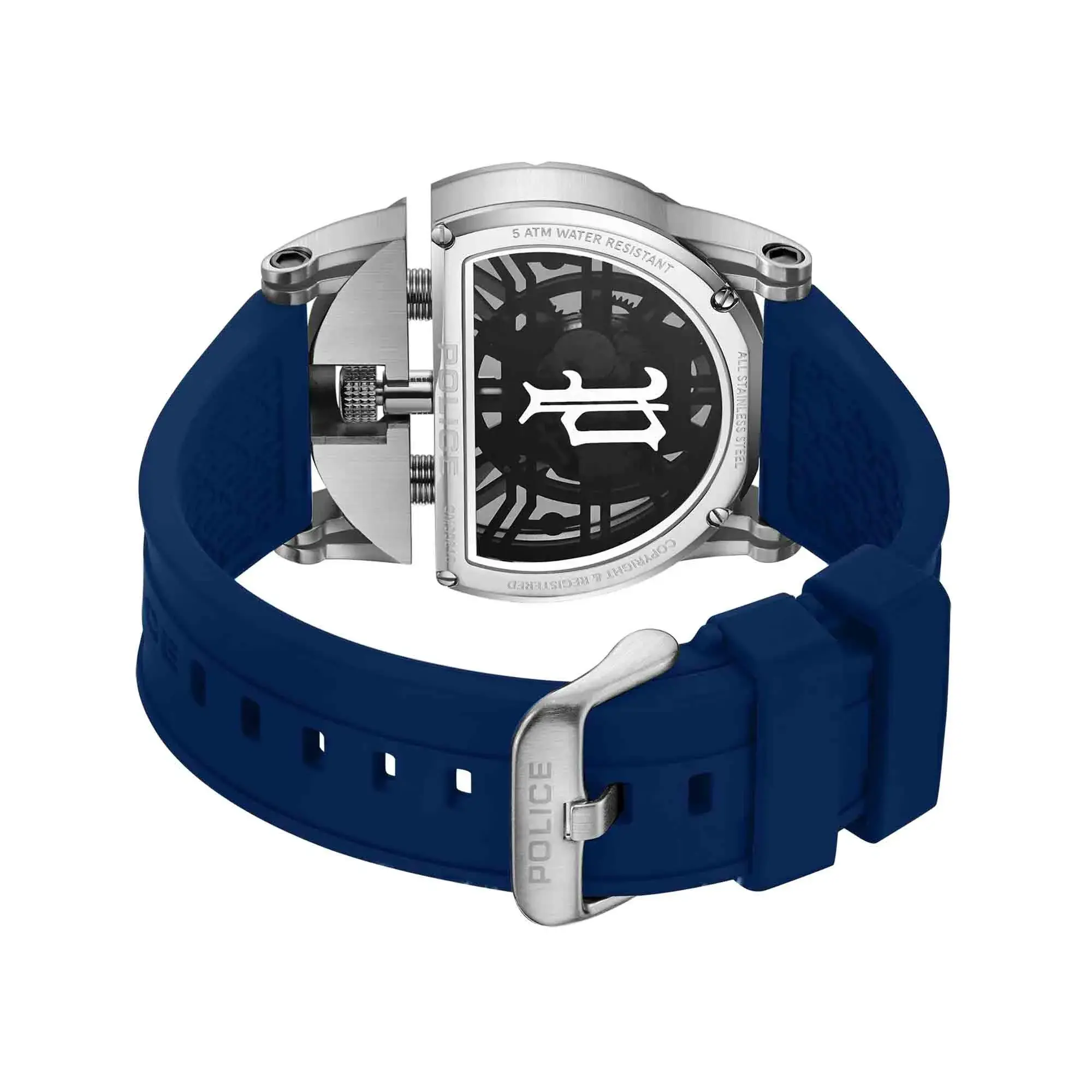 Blaue Skelett-Zifferblatt Herrenuhr