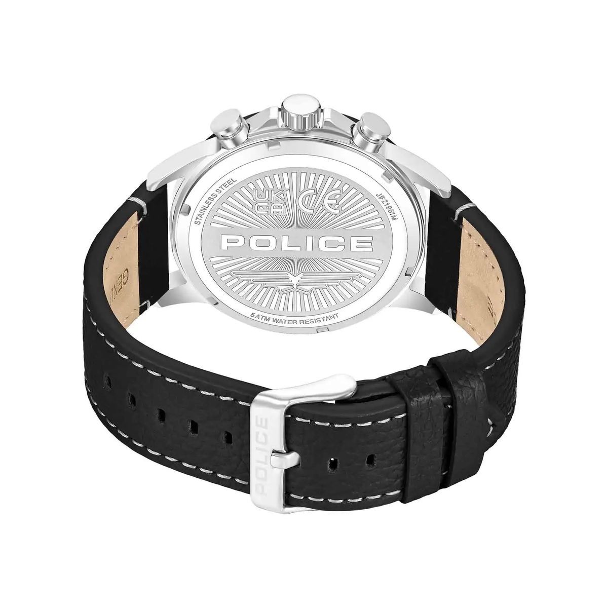 Schwarze Multifunktions-Chronograph Lederuhr