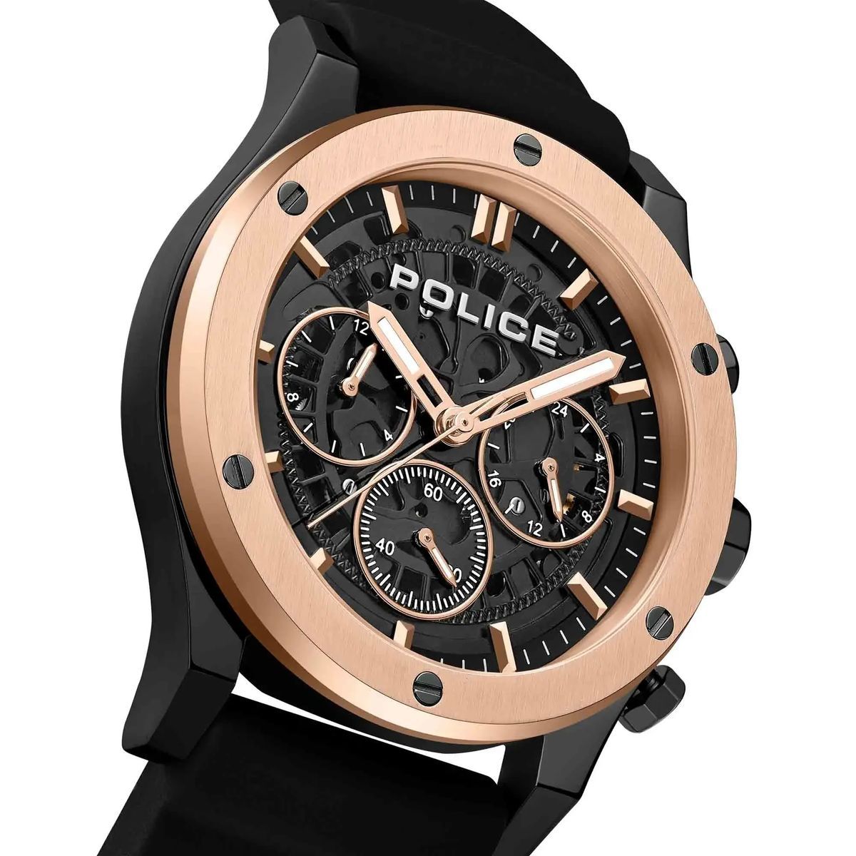 Schwarze Chronograph Uhr mit Roségold Lünette