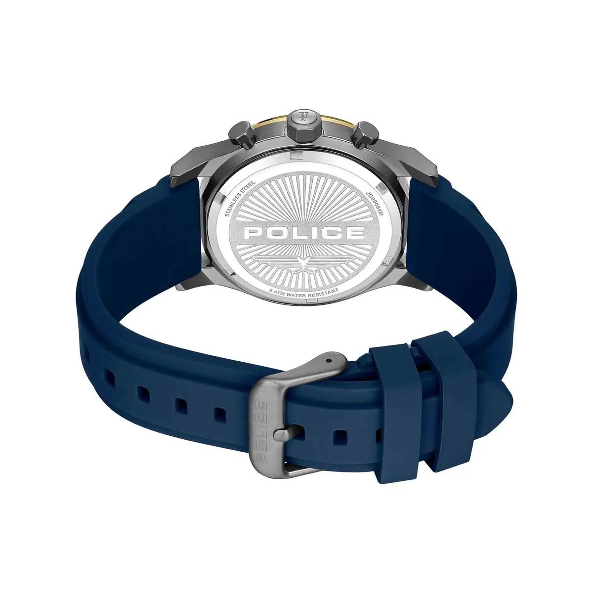 Moderne blaue und goldene Chronographenuhr