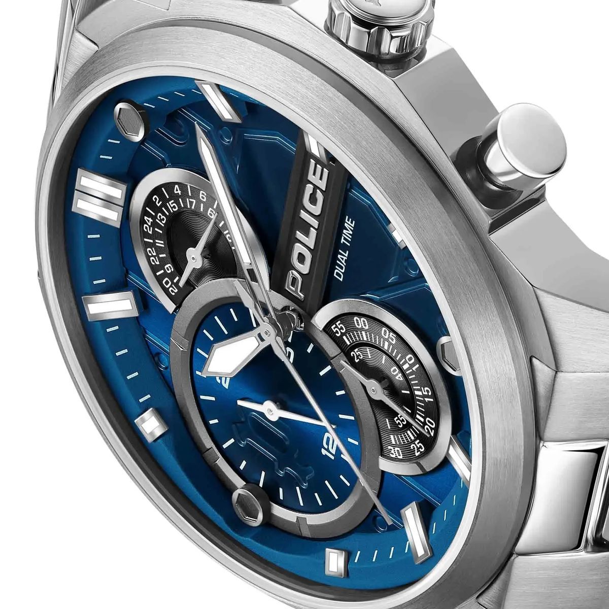 Herrenuhr mit blauem Zifferblatt und Edelstahl