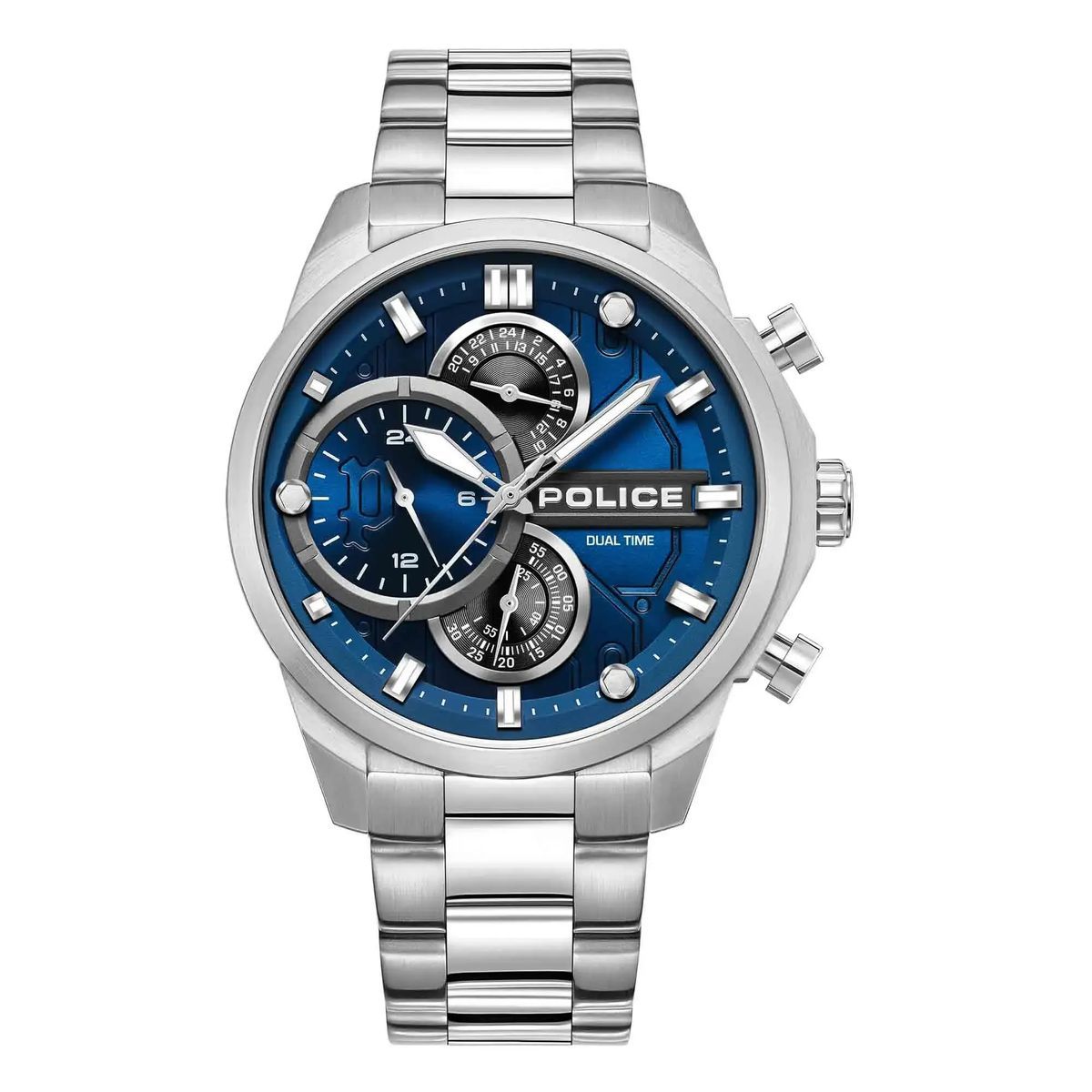 Herrenuhr mit blauem Zifferblatt und Edelstahl
