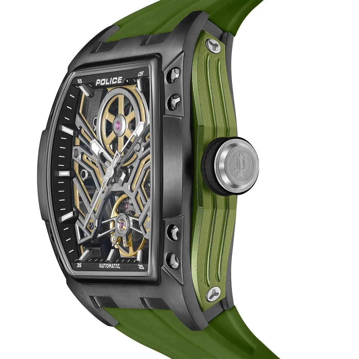 Automatische Skelett-Uhr mit Grünem Armband