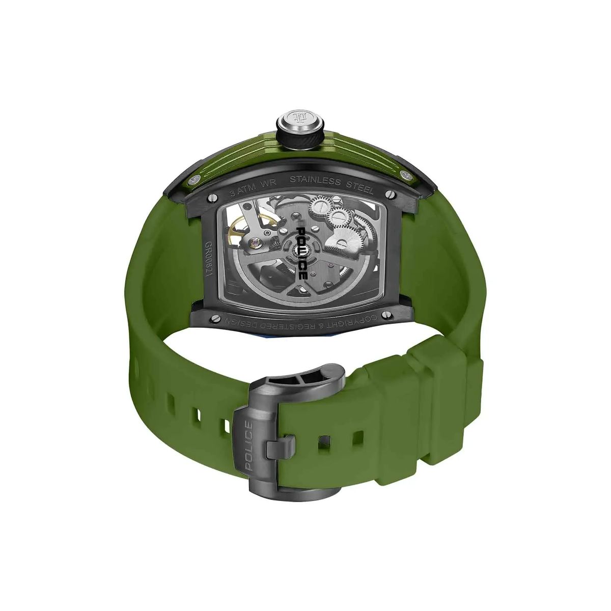 Automatische Skelett-Uhr mit Grünem Armband