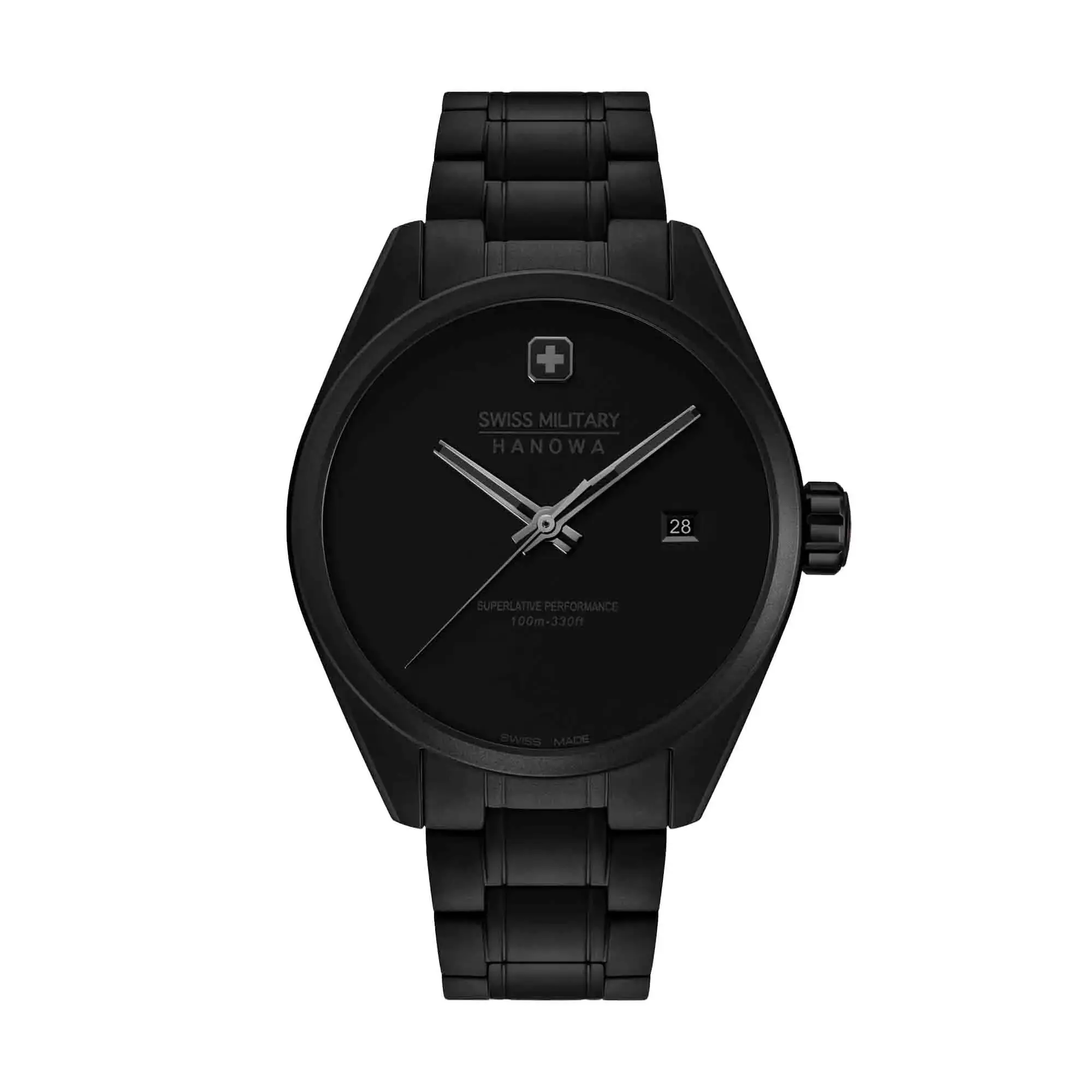 Elegante Schweizer Militäruhr in Schwarz