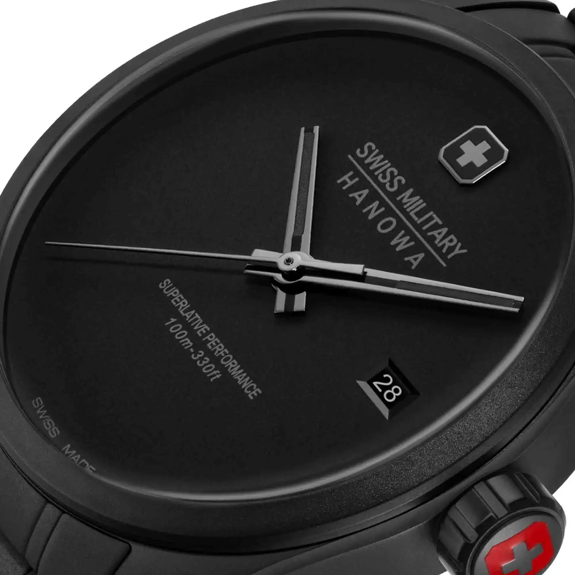 Elegante Schweizer Militäruhr in Schwarz
