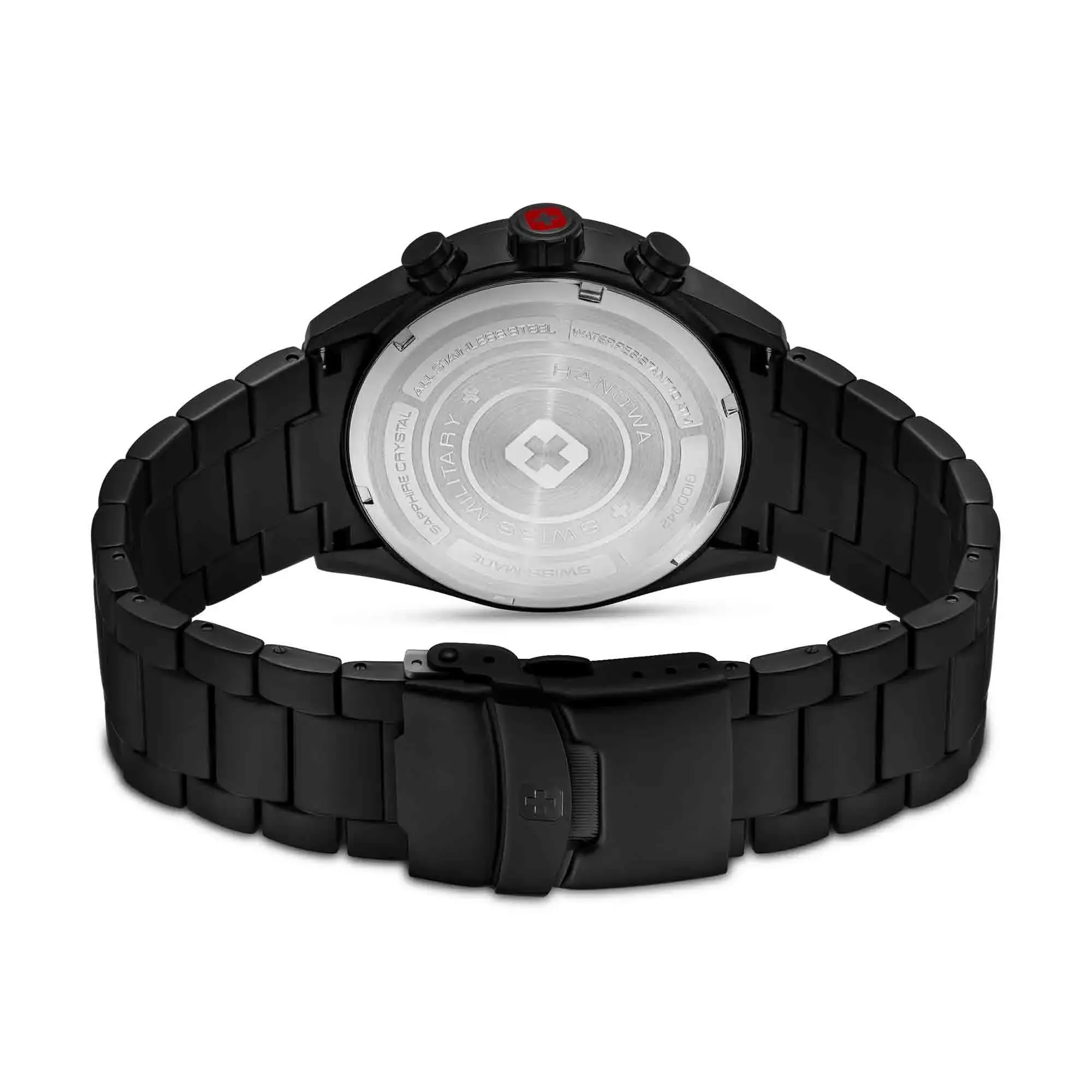 Schwarze Chronograph Armbanduhr