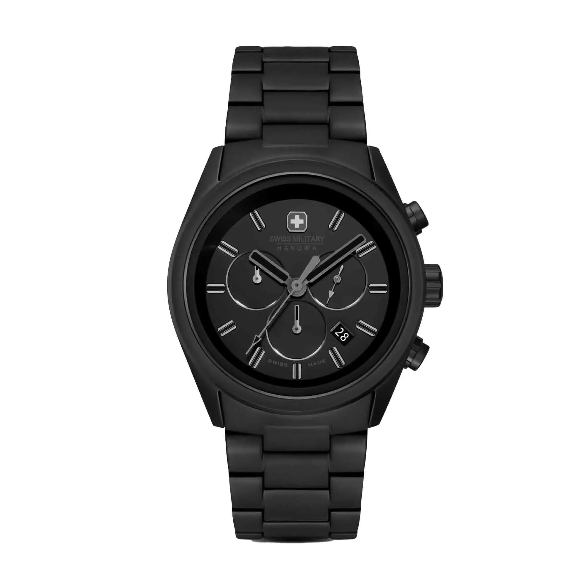 Schwarze Chronograph Armbanduhr