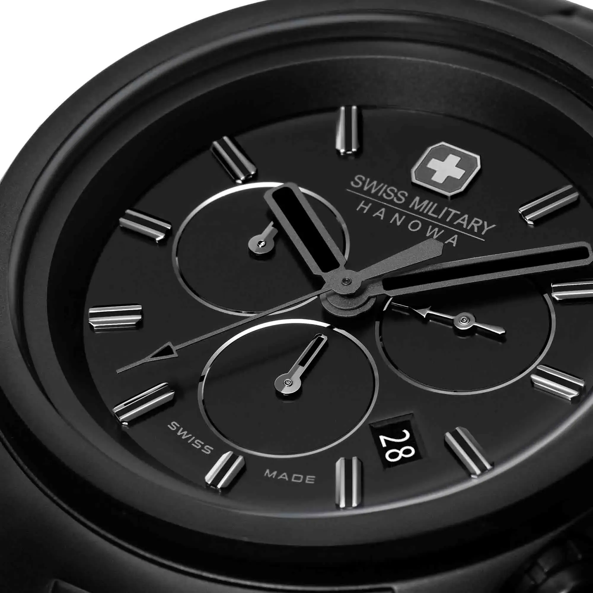 Schwarze Chronograph Armbanduhr