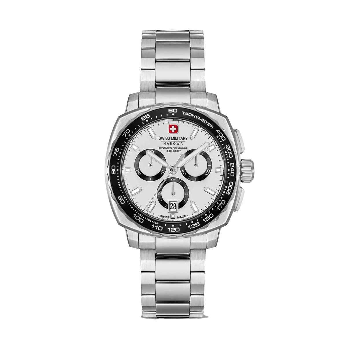 Silberne Chronograph Uhr im Militärstil