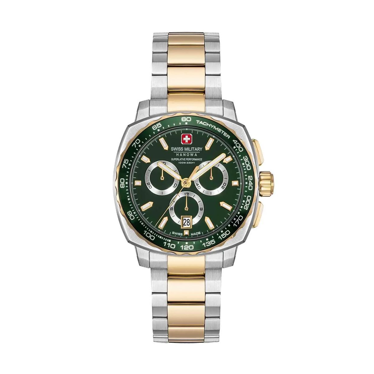 Grüne Schweizer Militär Chronographen Uhr
