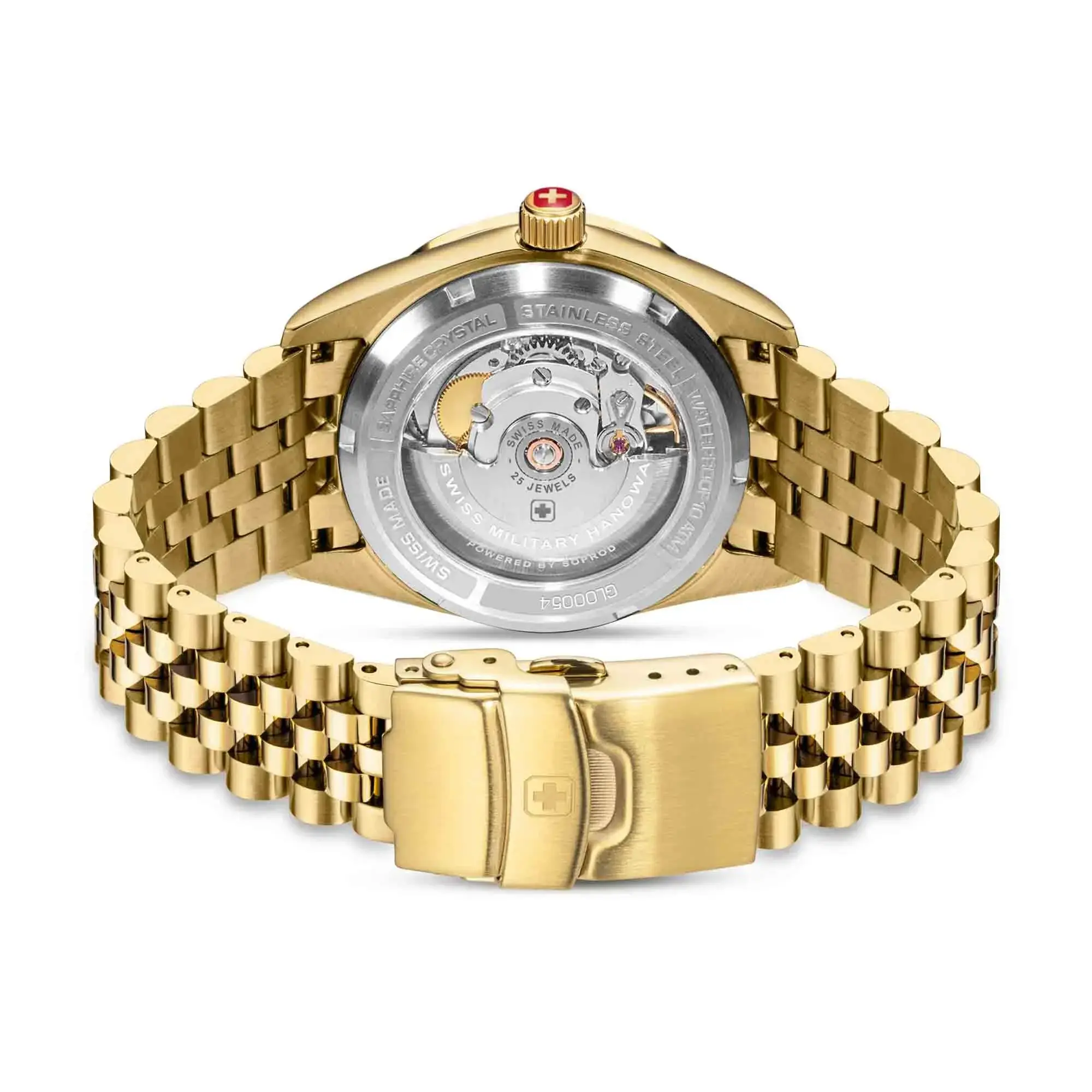 Goldene Automatikuhr mit grünem Zifferblatt