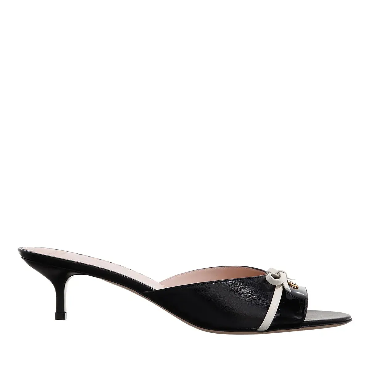 Schwarze Kitten-Heel-Pantoletten mit spitzer Zehenpartie