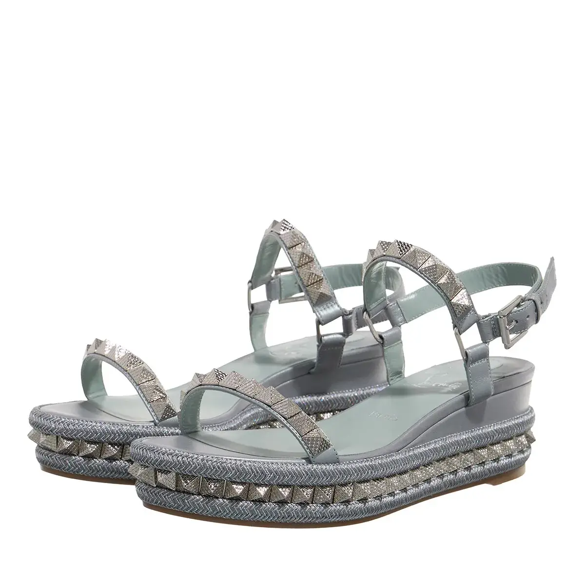 Plateau-Espadrille-Sandalen mit Nieten