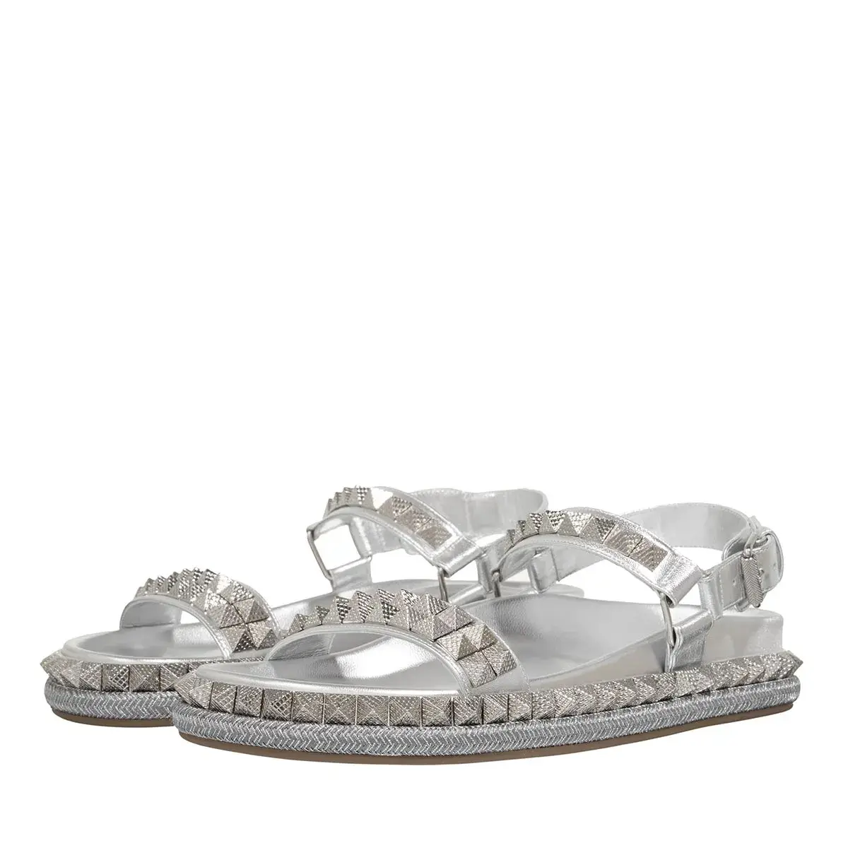 Silberne Plateau Sandalen mit Nieten