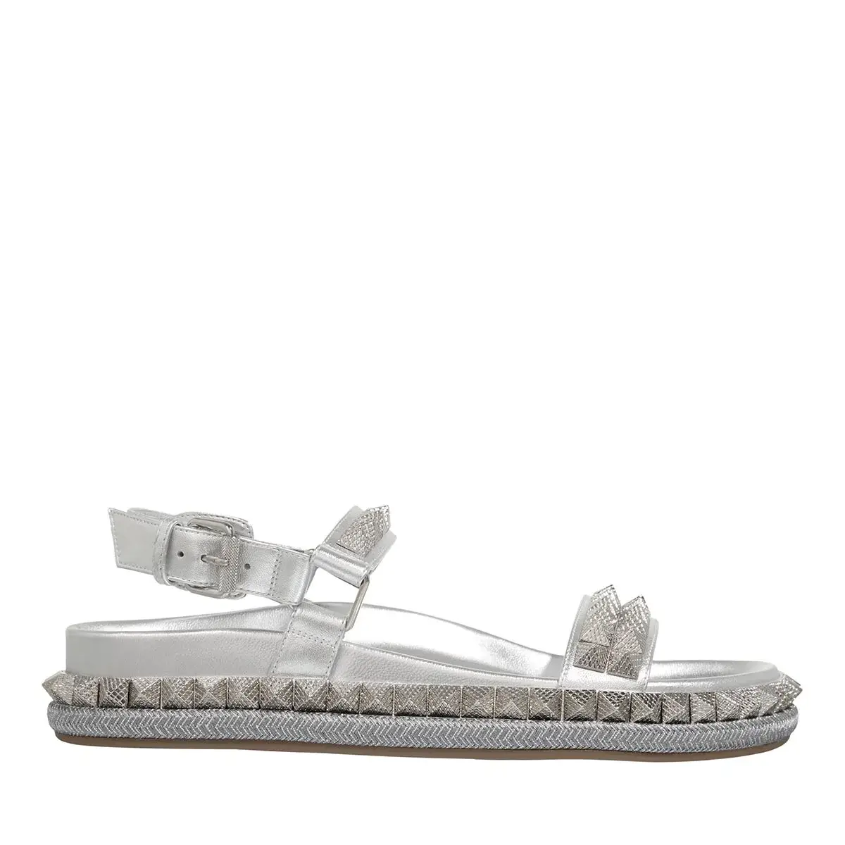 Silberne Plateau Sandalen mit Nieten