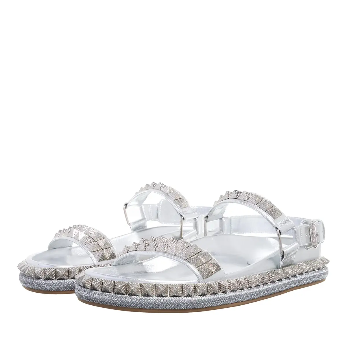 Silberne Plateau Sandalen mit Nieten