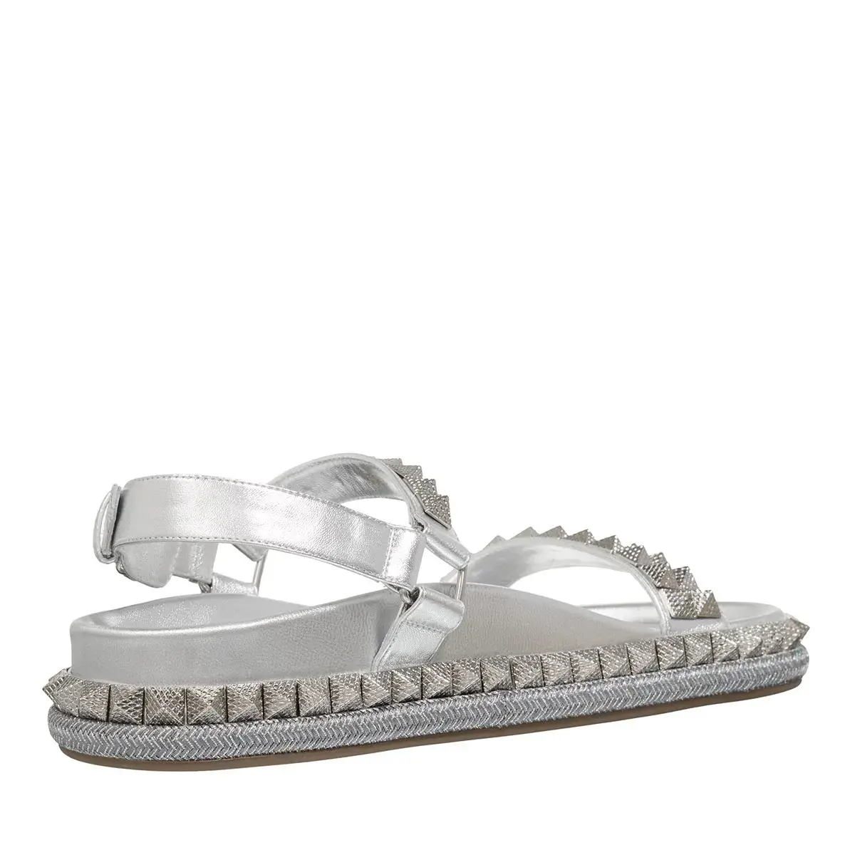 Silberne Plateau Sandalen mit Nieten