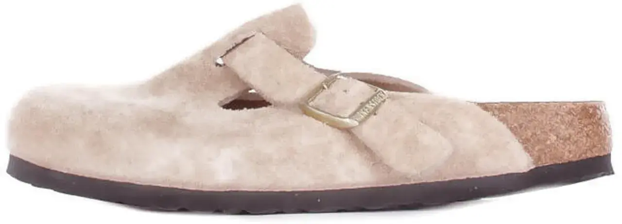 Beige Wildleder Clog Sandale