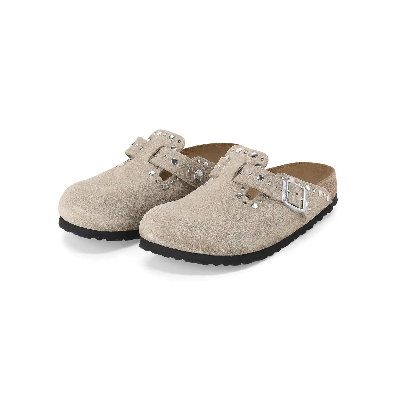 Nietbesetzte Wildleder-Clog-Sandalen