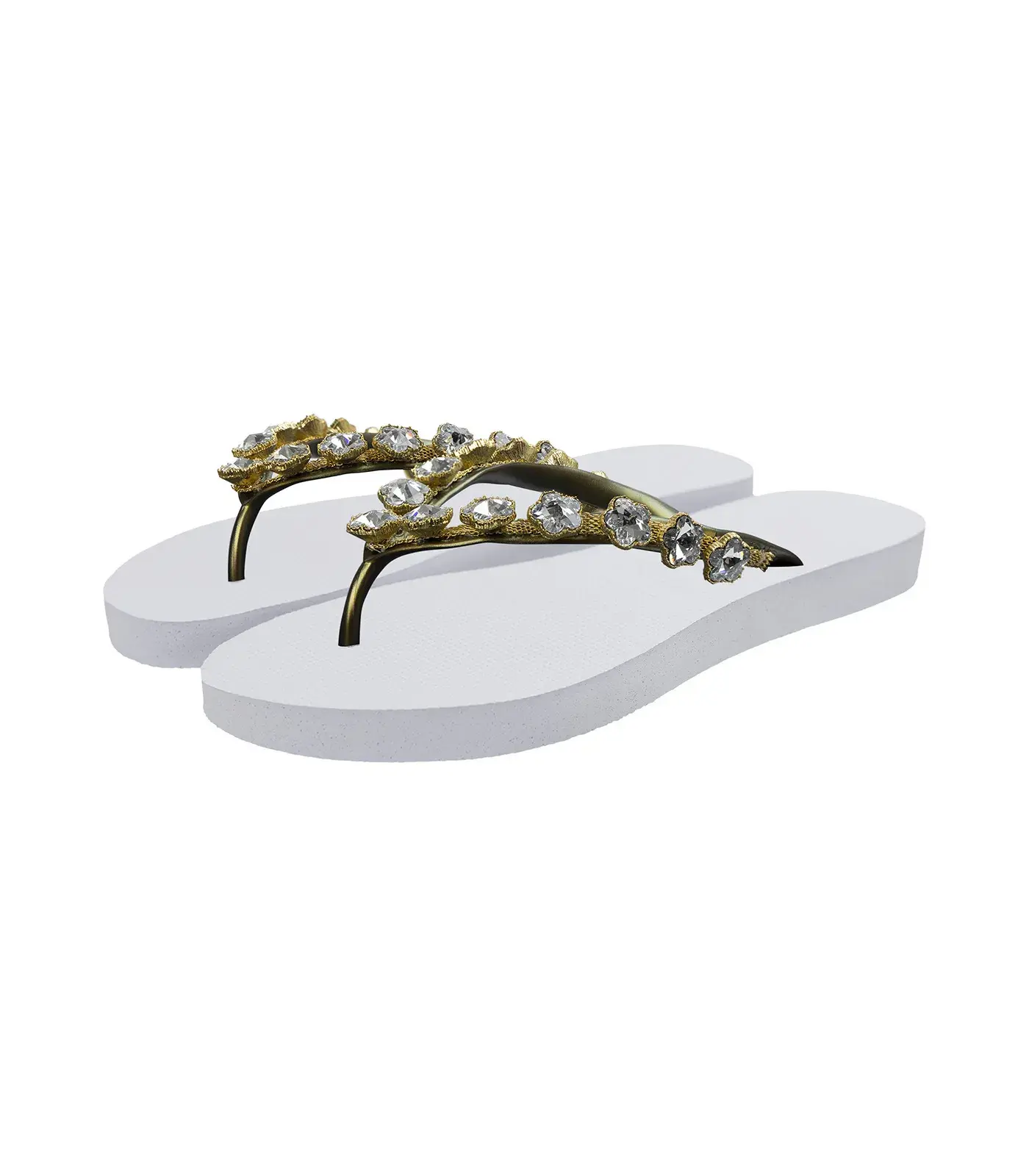 Flip-Flops mit Blumenakzent und Schmucksteinen