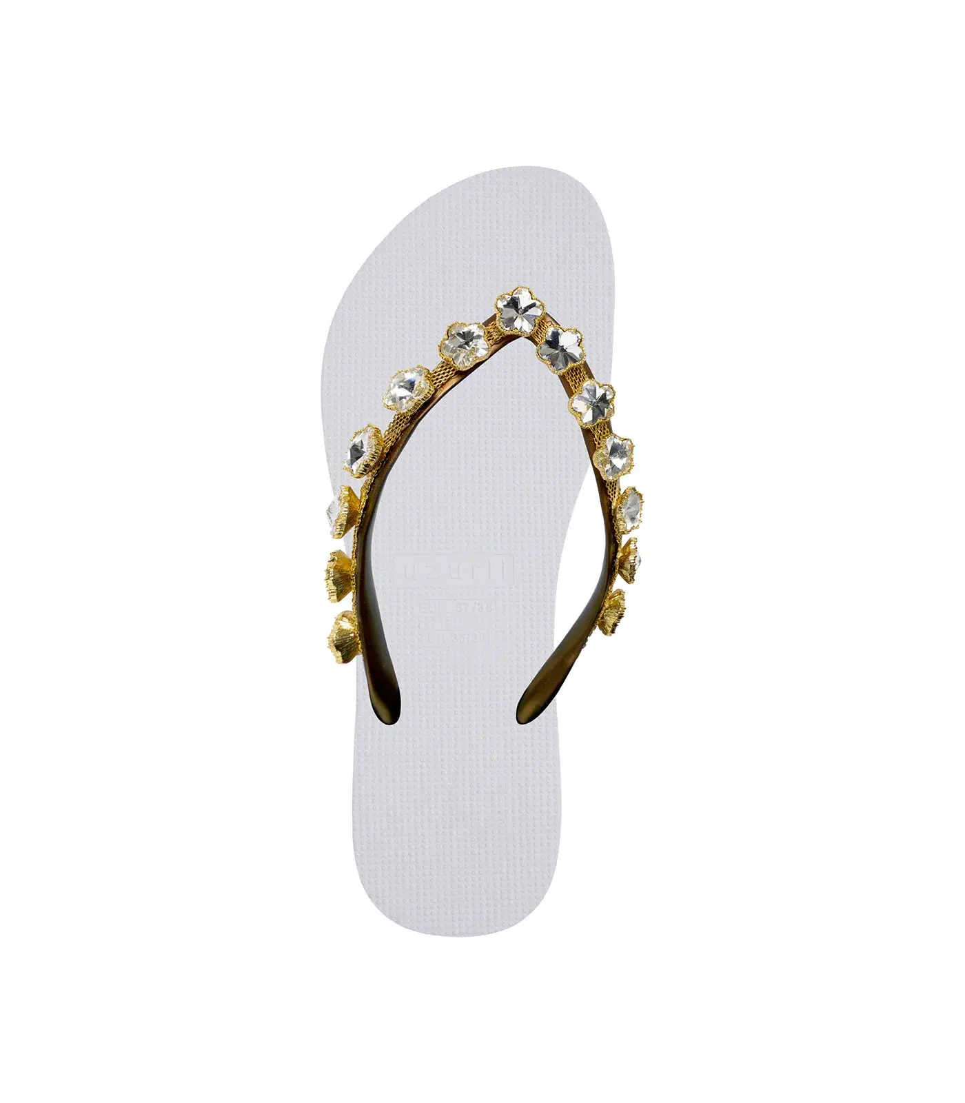 Flip-Flops mit Blumenakzent und Schmucksteinen
